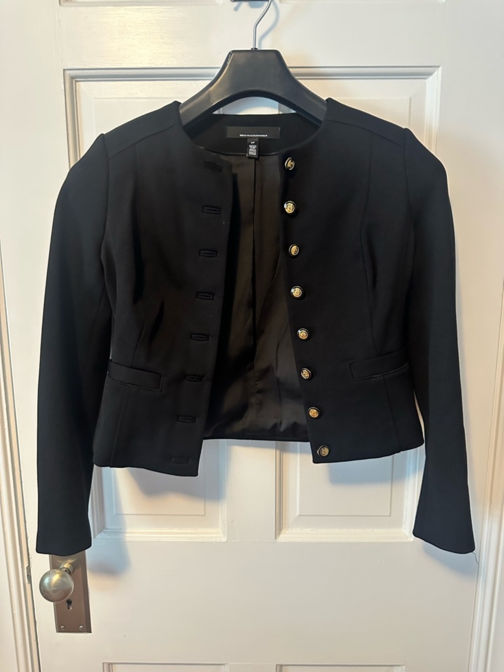 White House Black Market Black Cropped Button-Front Blazer